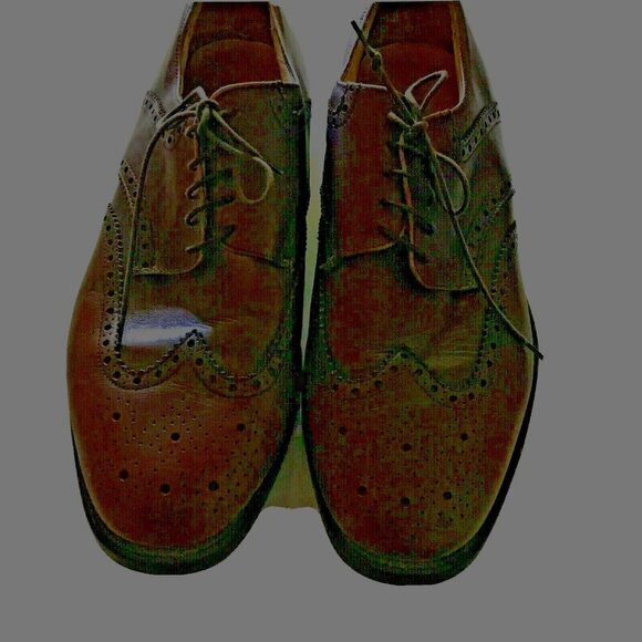 Mens Brown Leather Brogue Oxford Shoes With Lace-Up Design & Rubber Soles - Picture 11 of 12